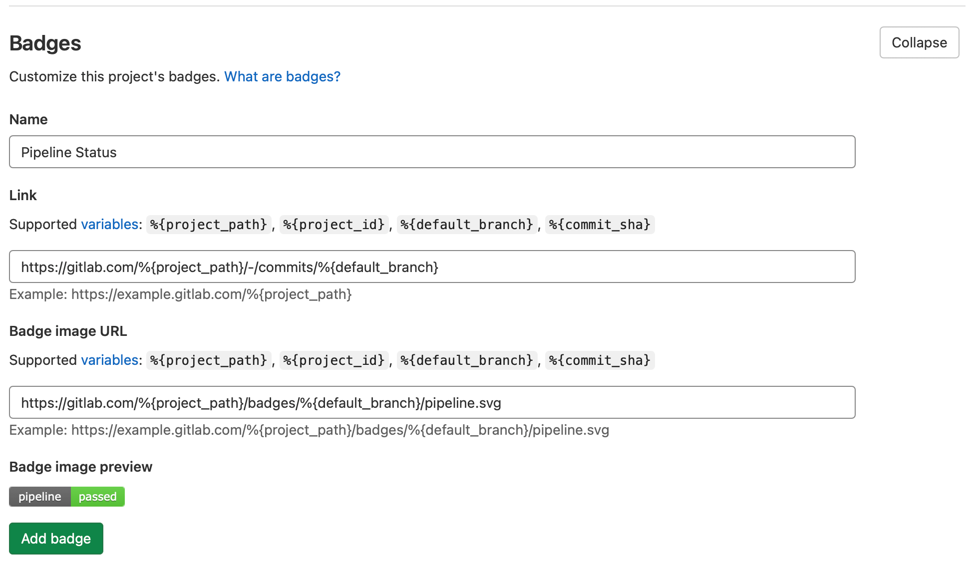 GitLab: Pipeline Status Badge Data