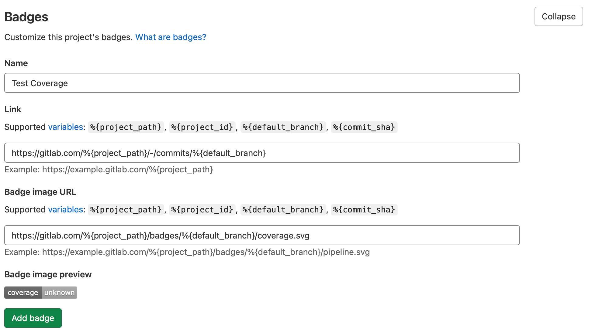 GitLab: Test Coverage Badge Data