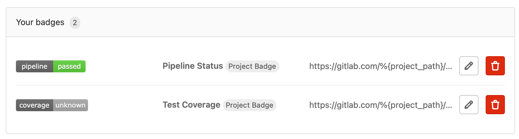 GitLab: Badge Status
