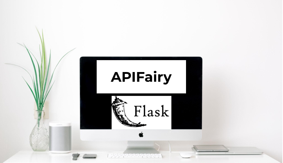 Desktop Computer on a Desk with the Flask and APIFairy Logos on the screen.