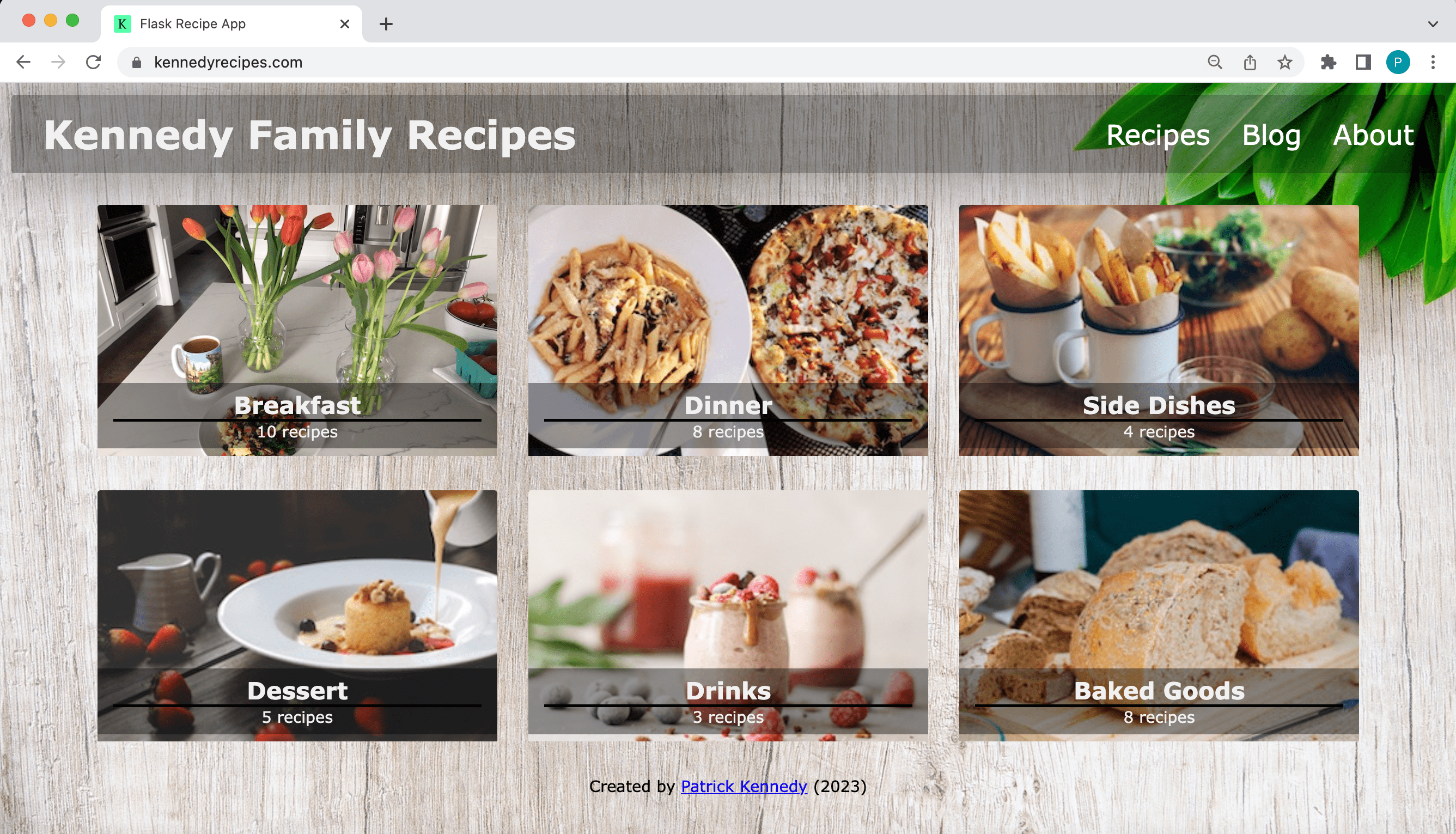 Recipe Website Homepage