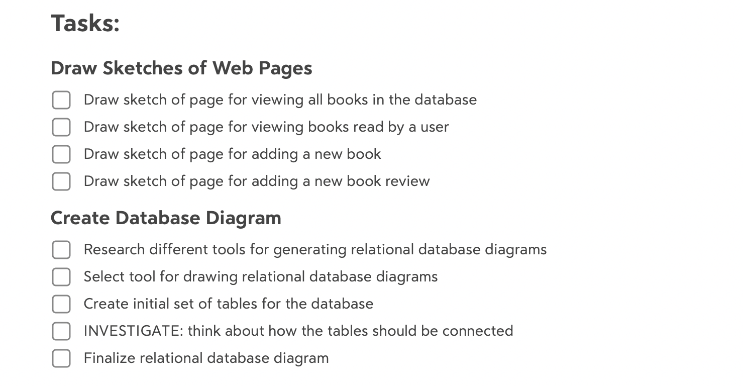 Step 3 - Writing out the detailed tasks - Design